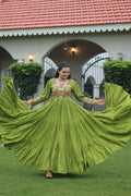 Prazu Fashion Parrot Reyon Kutchi Gamthi Work Navaratri Gown