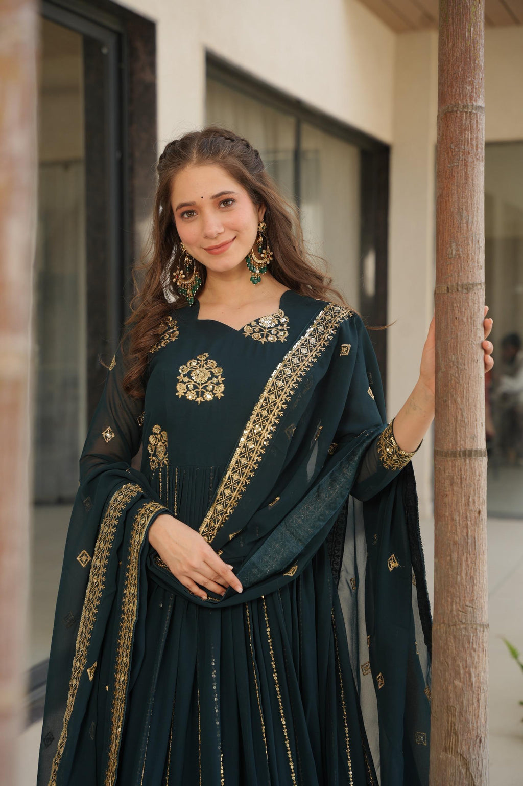 Prazu Fashion Rama Georgette Rich Zari & Sequins Embroidered Gown