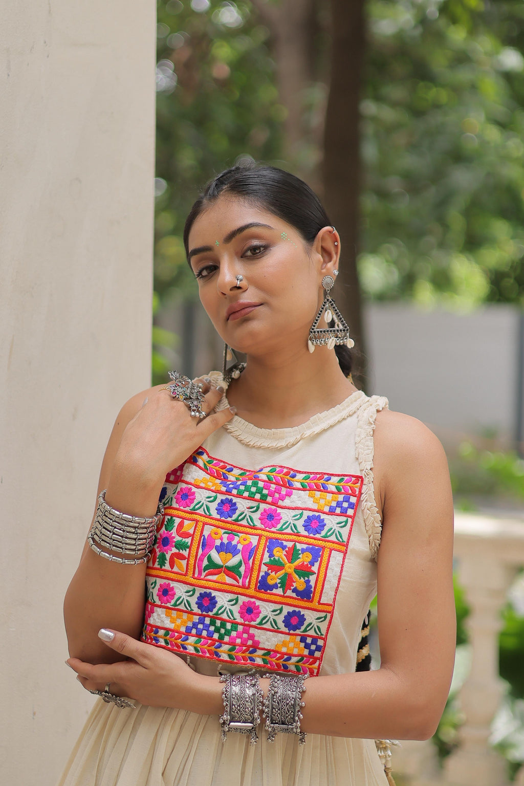 Prazu Fashion Off White Kora Cotton With Multi Thread Embroidered Work Gown