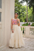 Lorenvalley Fashion Offwhite Kora Cotton with Multi Thread Embroidered Work Gown