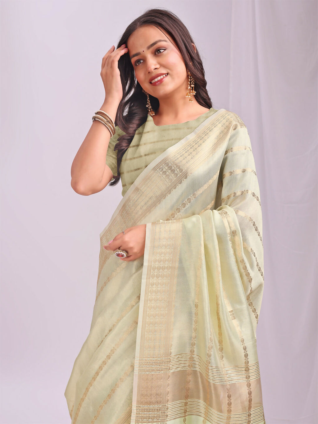 Shree Shyam Fashion Organza Light Green Saree