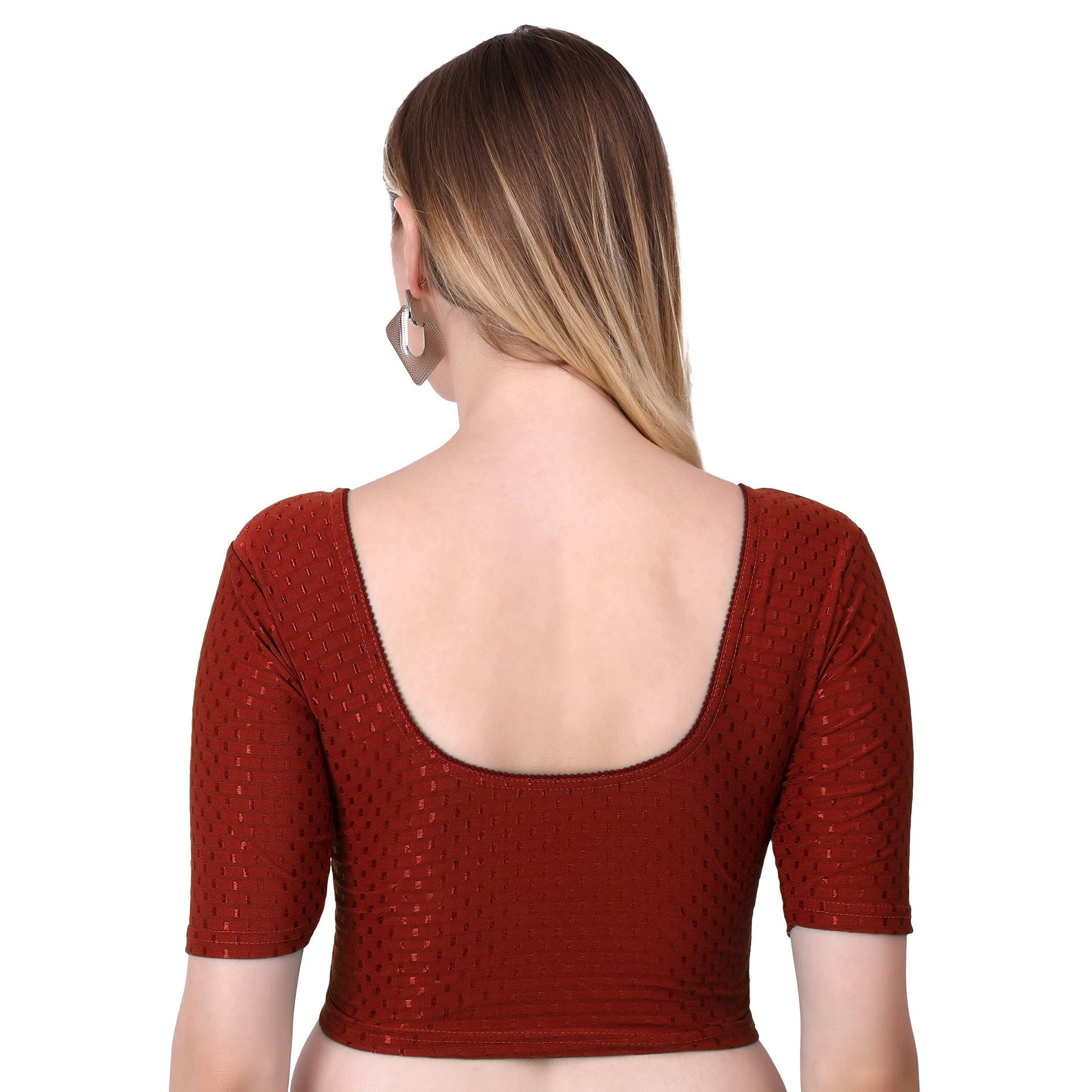 Vamika Cotton Lycra Stretchable Fabric Brown Stretchable Blouse