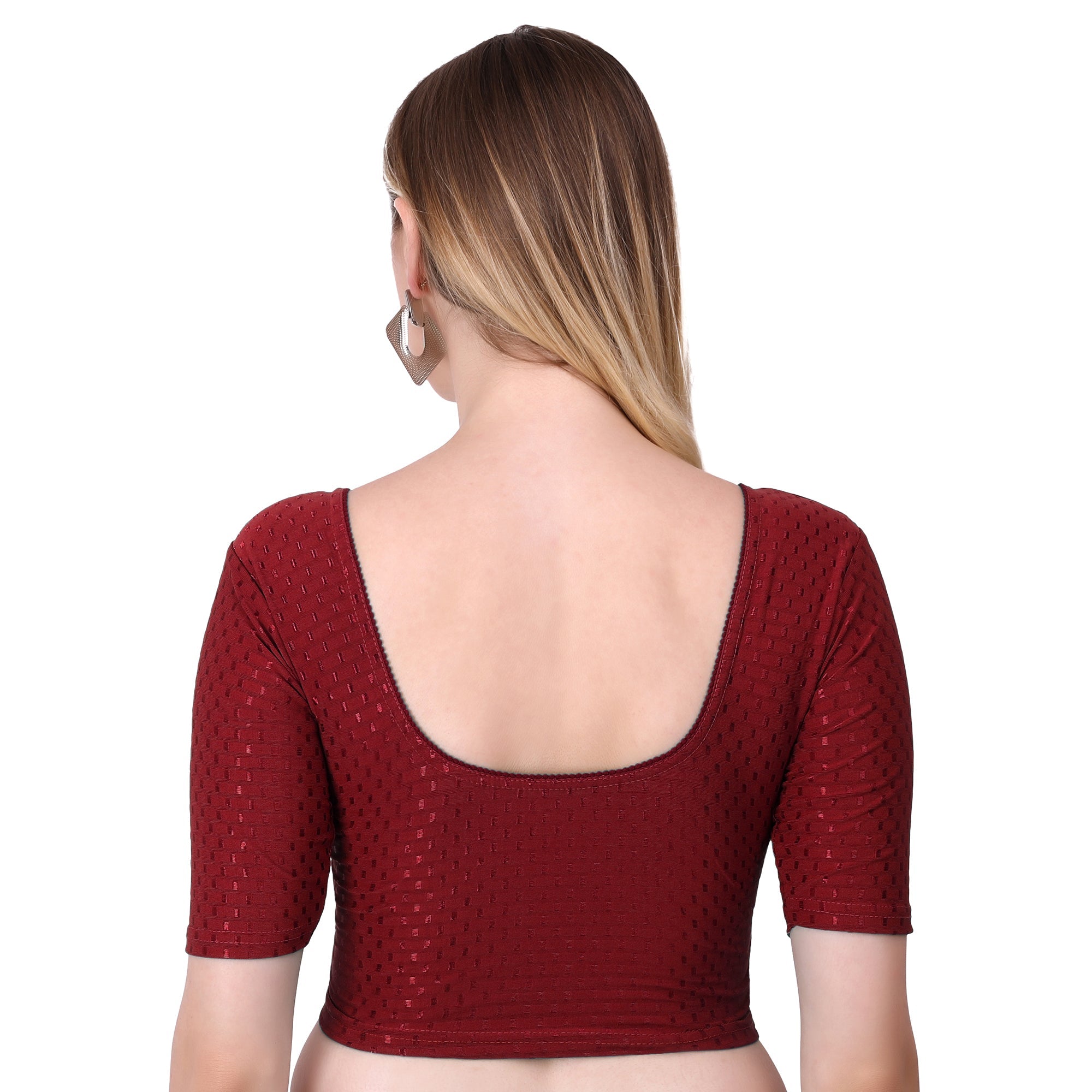 Vamika Cotton Lycra Stretchable Fabric Maroon Stretchable Blouse