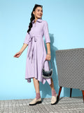 Yufta Lavender Belted Midi Dress