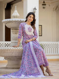 Yufta Lavender Ethnic Motifs Cotton Dupatta Set