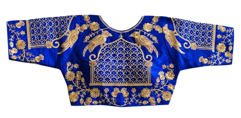 Vamika Blue Banglori Silk Embroidery Blouse For Women