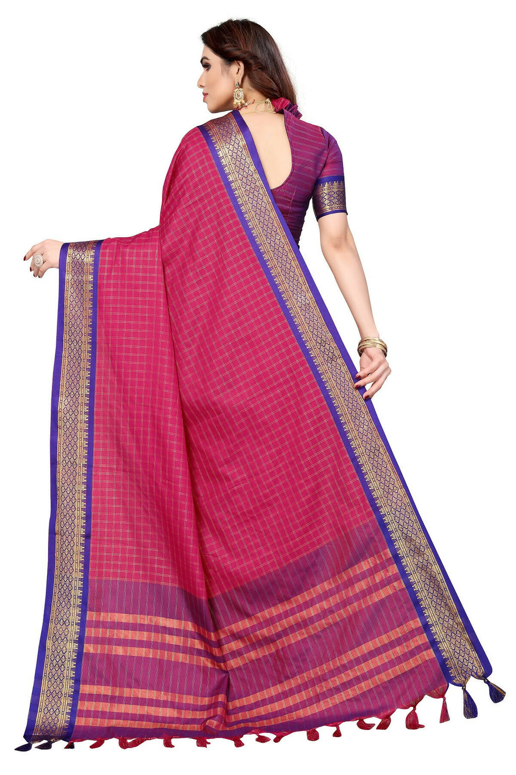 Vamika Weaving Pink Cotton Silk Saree (BHAVINI PINK)