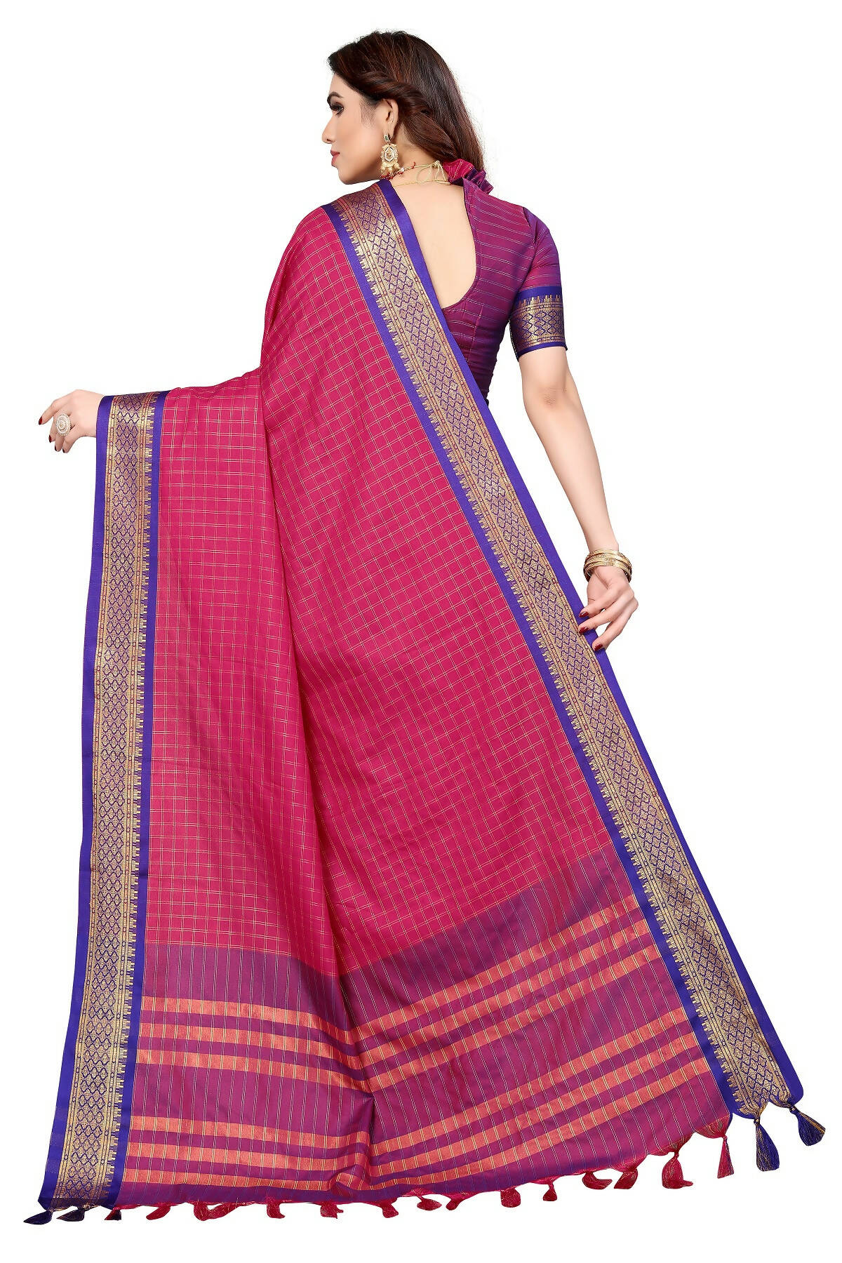Vamika Weaving Pink Cotton Silk Saree (BHAVINI PINK)