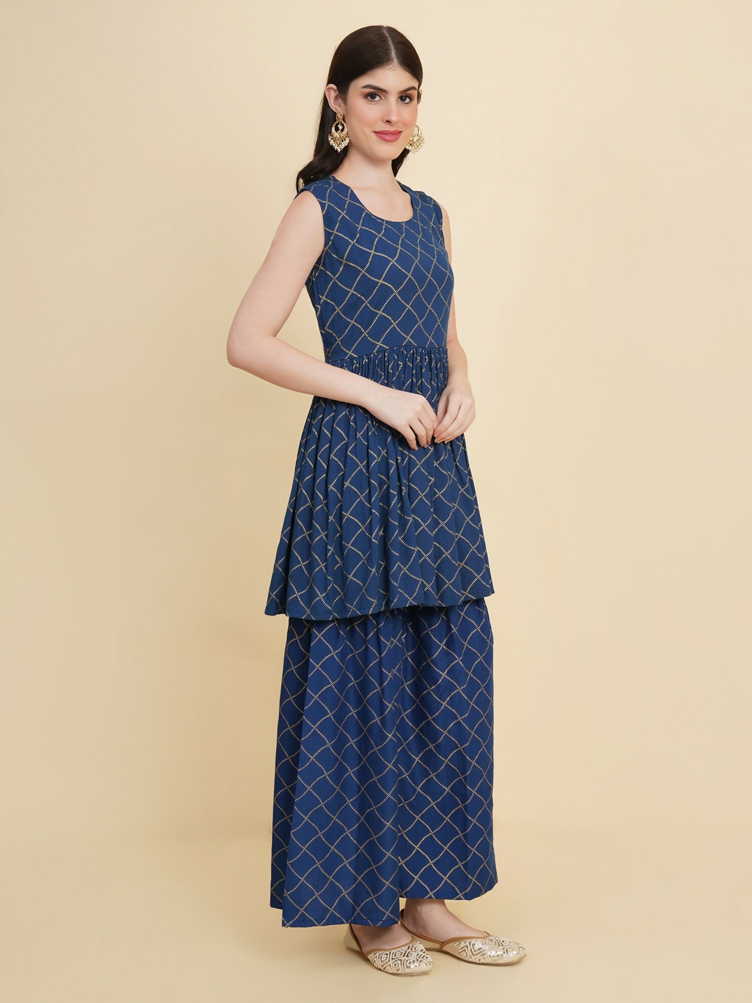 Designer Stylish Blue cotton Stitched Suit With Dupatta - Tanisha