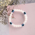 NVR Men & Women White Marbel Crystal Elasticated Bracelet