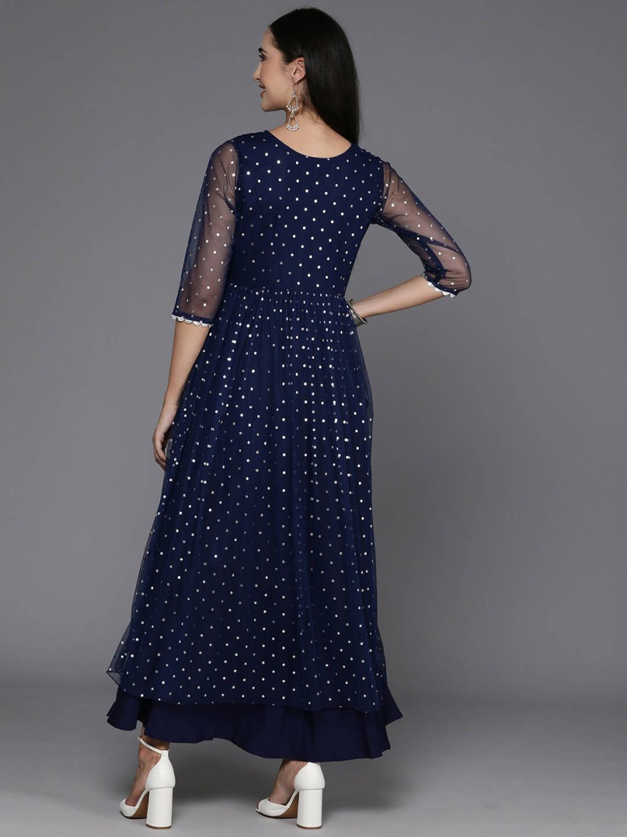 Ahalyaa Women's Traditional wear Ethnic Dress - Navy Blue