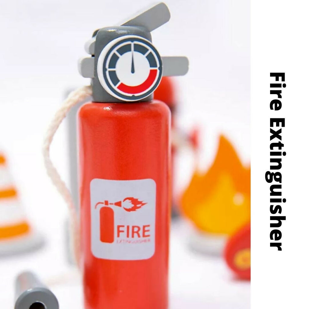 Nesta Toys Wooden Firefighter Pretend Play Toy with Fireman Costume Kit (14 Pcs)