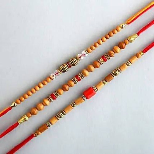 Set of 3 Beads Rakhi & Dry Fruits Jars