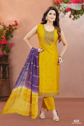 Joban Fashion Women Soft Silk Yellow Round Neck Emroidery Kurta Set