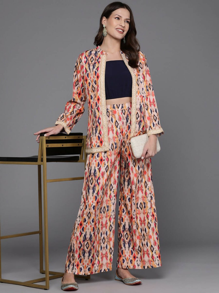 Ahalyaa Women Printed Ethnic Co-Ords - Blue Color