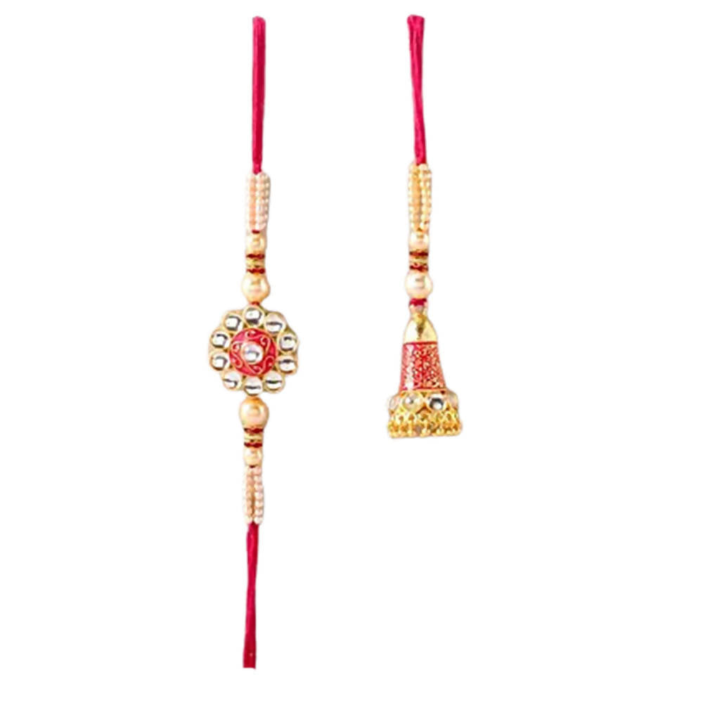 Traditional Meenakari Lumba And Kundan Rakhi Set