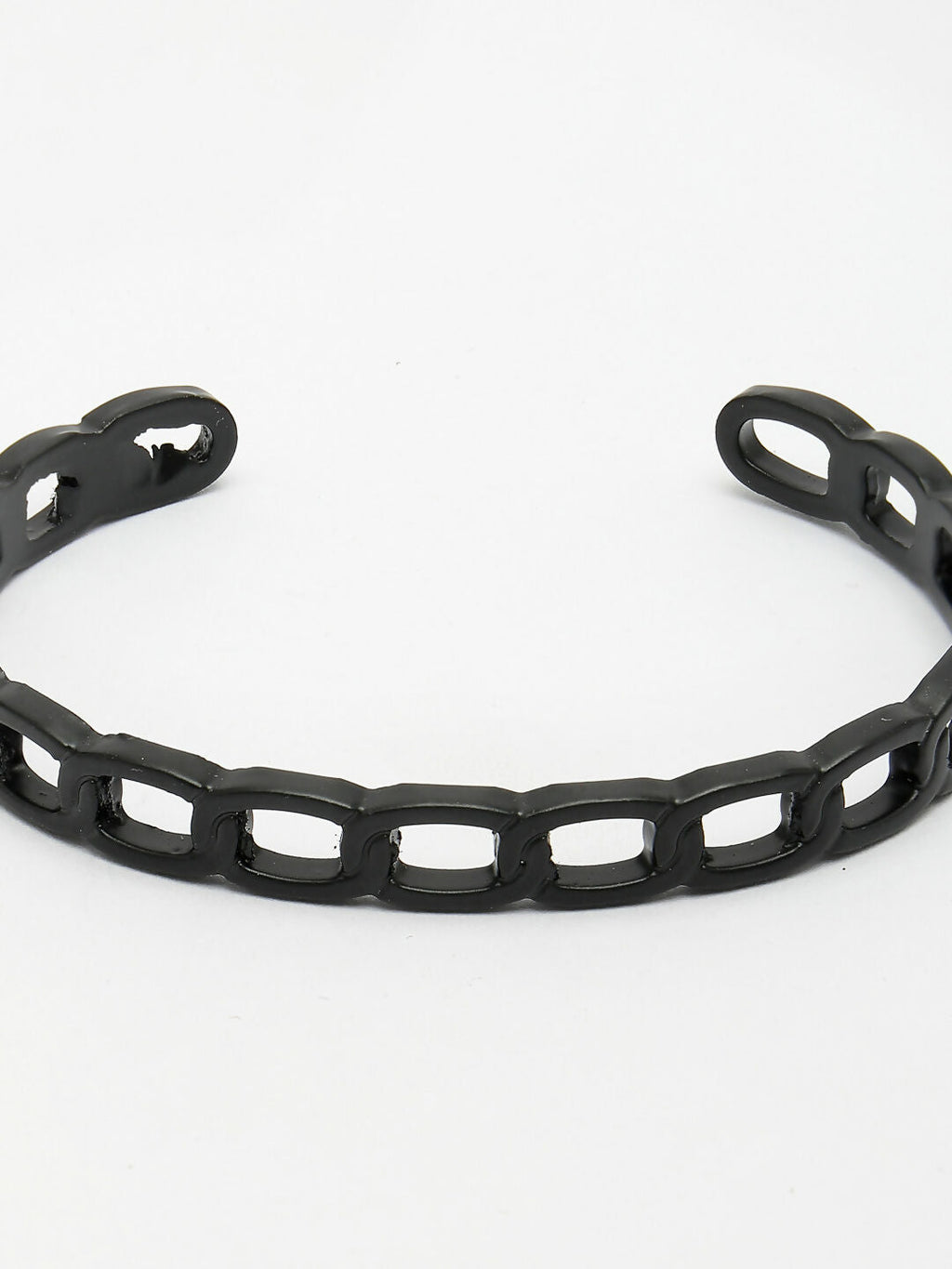 NVR Men's Black Rhodium-Plated Metal Cuff Bracelet