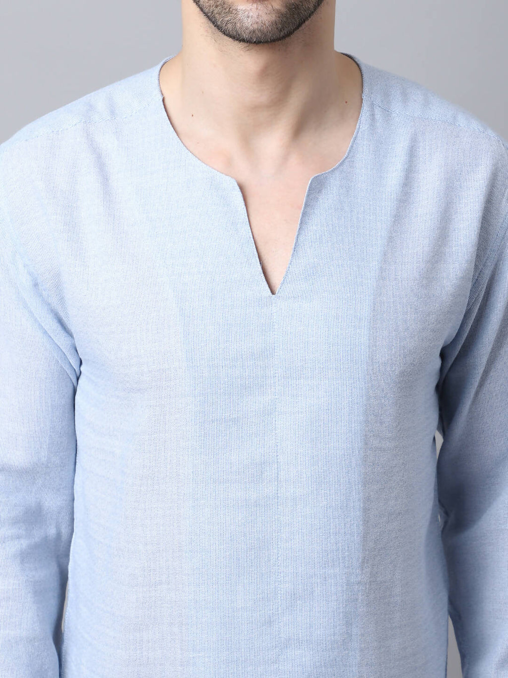 Even Apparels Men's Blue Pure Cotton Round Neck Slit Kurta