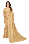 Vamika Brown Pearls Net Saree