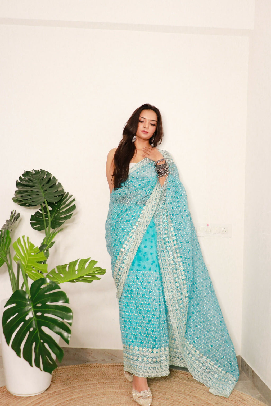 Vamsee Divya Sky Organza Saree