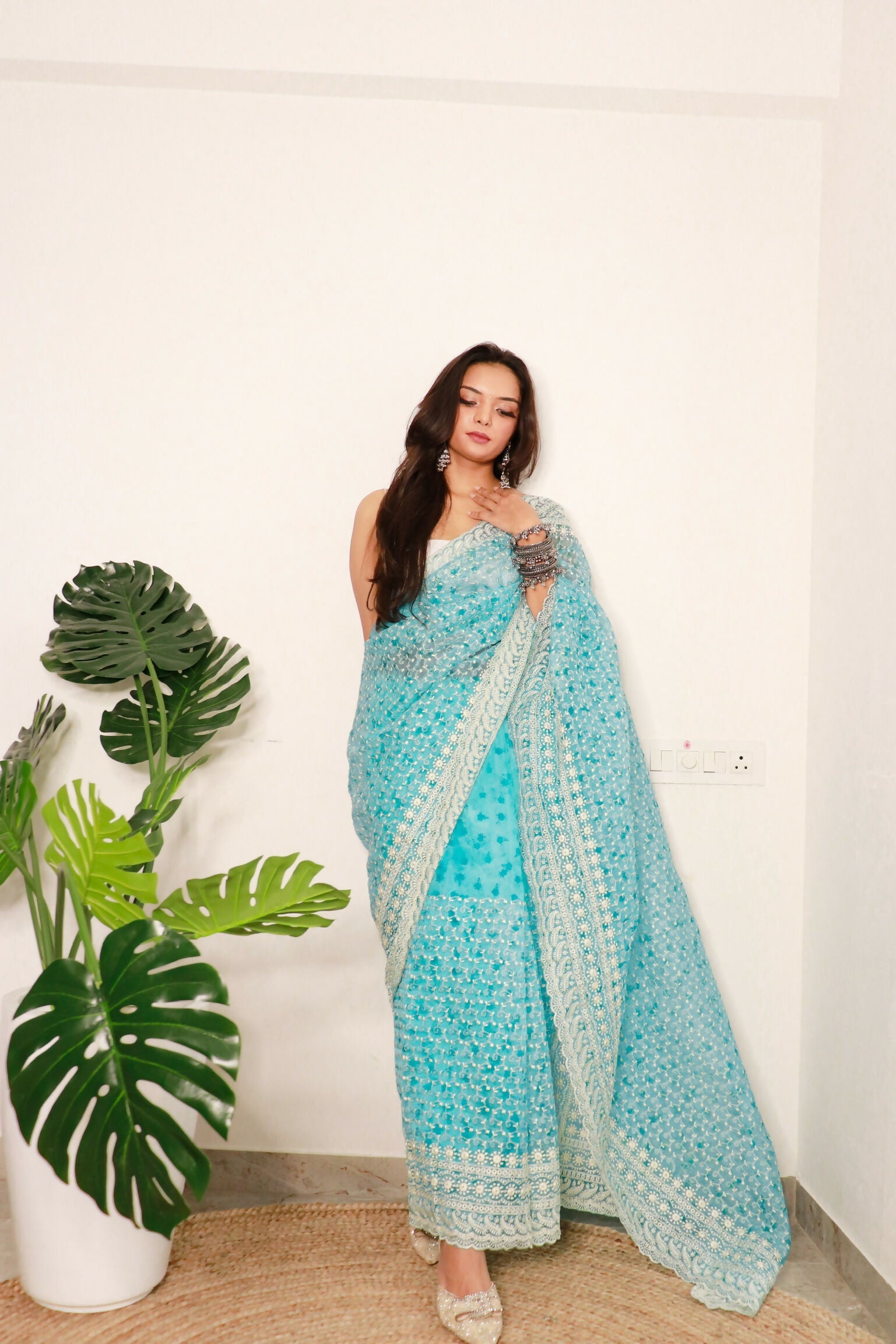 Vamsee Divya Sky Organza Saree