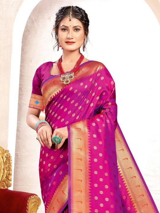 Shree Shyam Fashion Paithani Silk Purple Saree