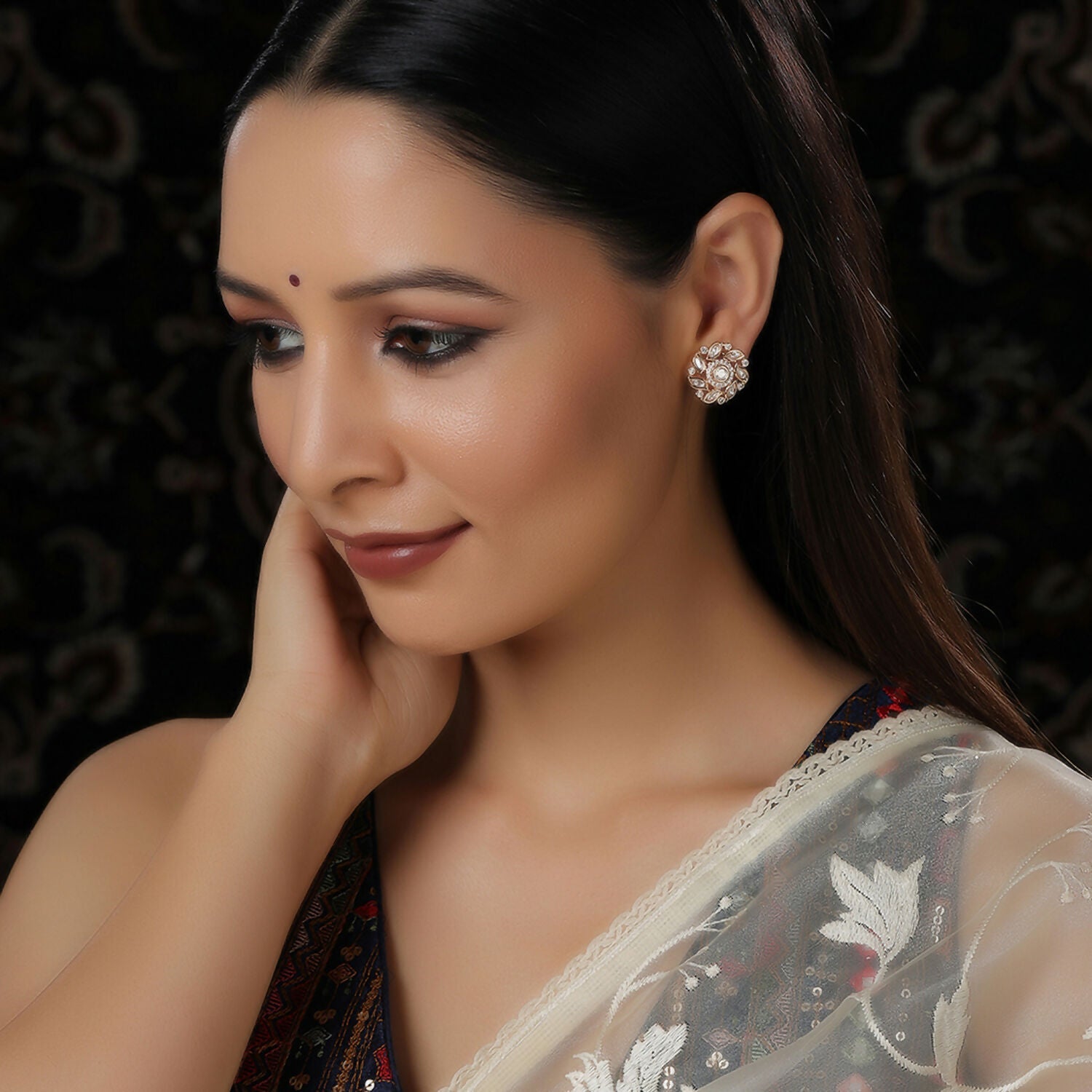 Round Kundan Studs (Gold) - Ruby Raang
