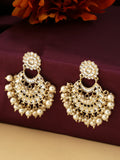 NVR Women Gold-Polished Studded Kundan Chandbali Earrings