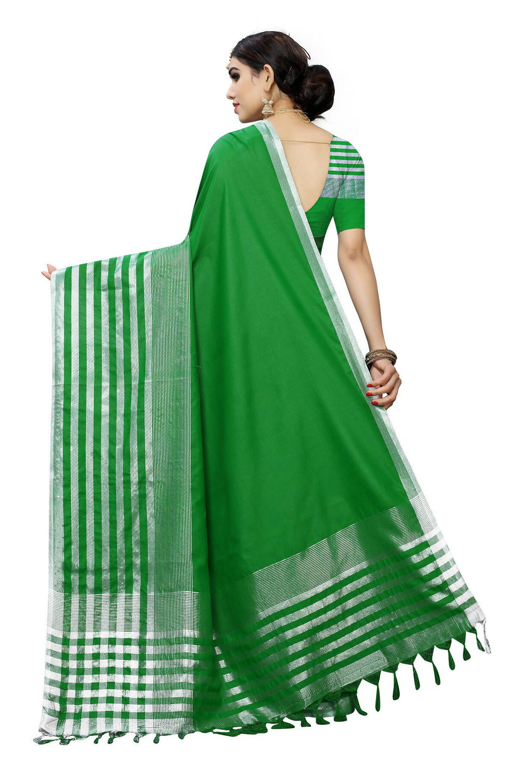 Vamika Green Cotton Silk Weaving Saree (Twitter Green)