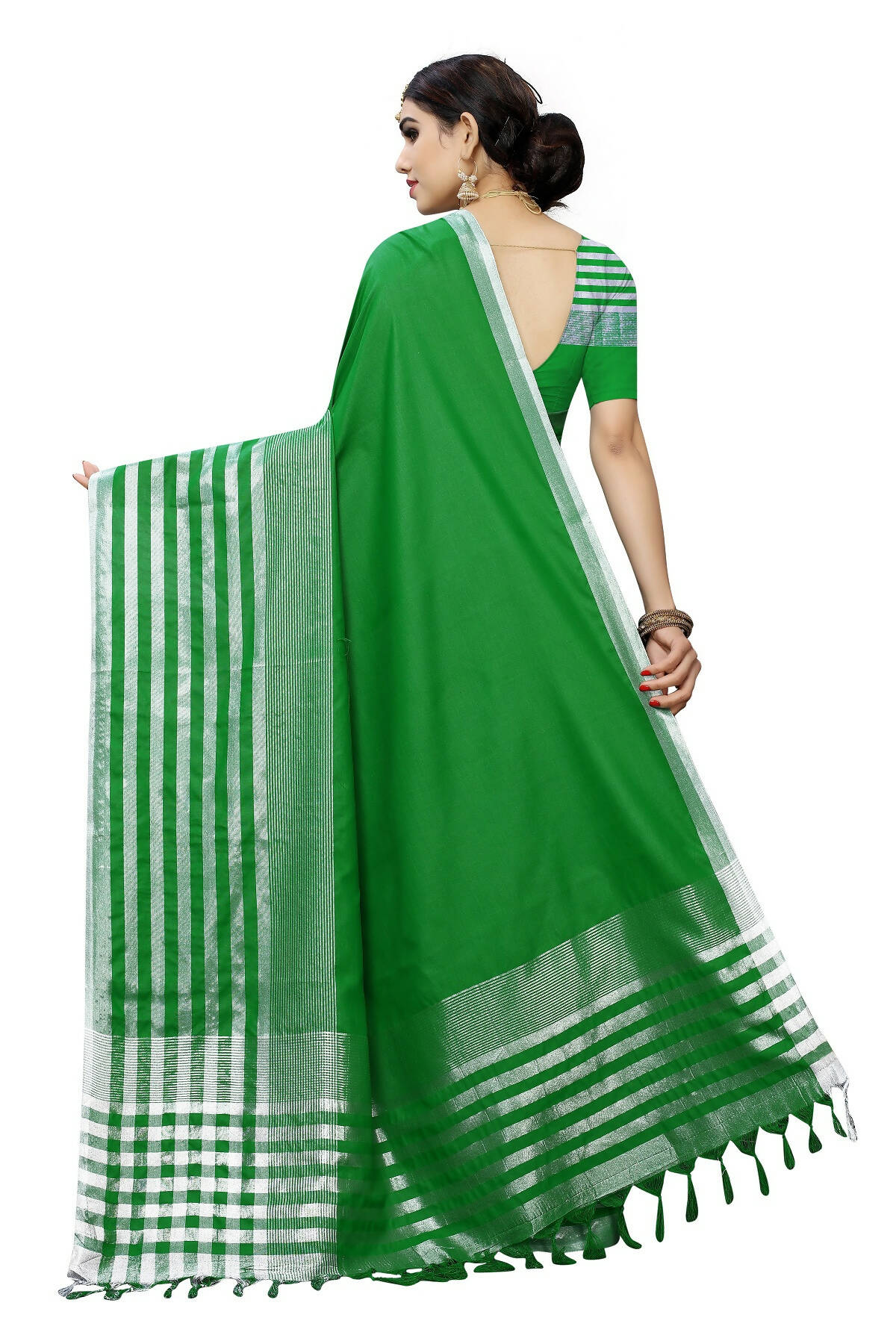 Vamika Green Cotton Silk Weaving Saree (Twitter Green)