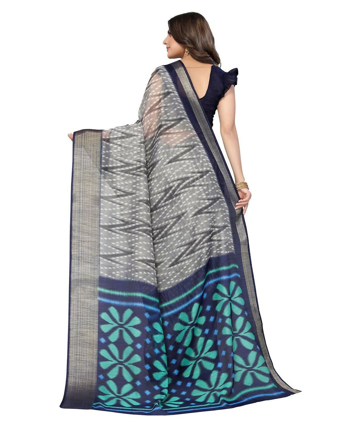 Vamika Cotton Grey Jari Border Bollywood Style Saree (DINO GREY)