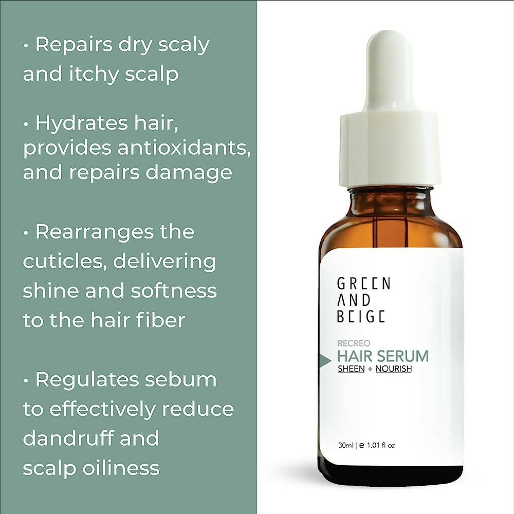 Green And Beige Recreo Sheen + Nourish Hair Serum