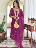 The52 Women Beautiful Georgette Fabric Angrakha Kurta, Pant and Dupatta Set