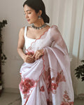 Vamsee Pinki Khatali Pink Organza Saree