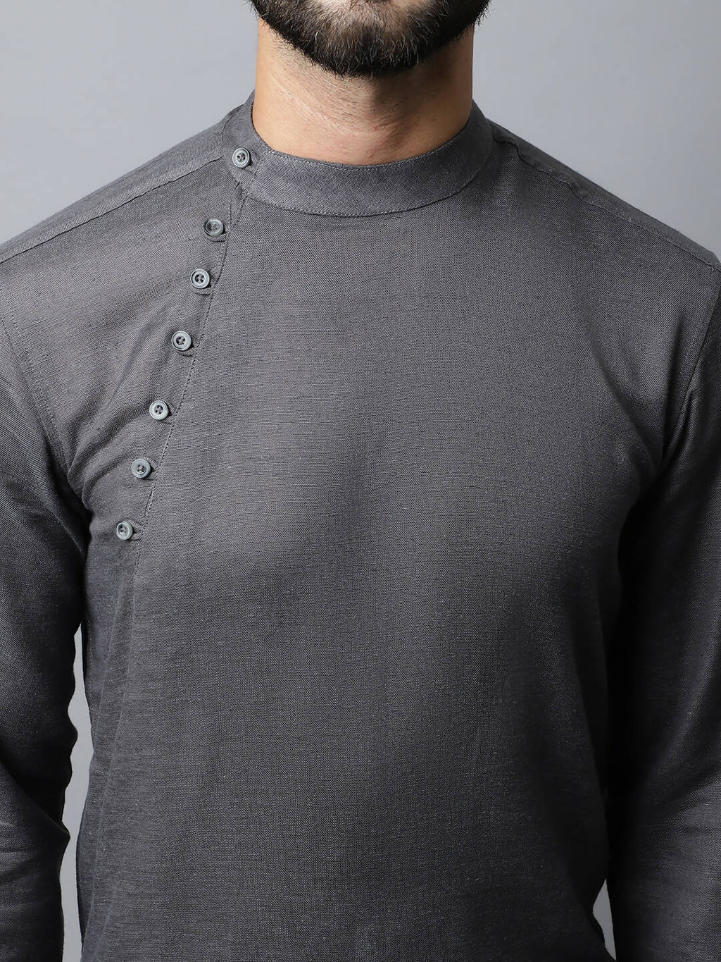 Even Apparels Grey Color Pure Cotton Men's Kurta With Side Placket (SLD1202)