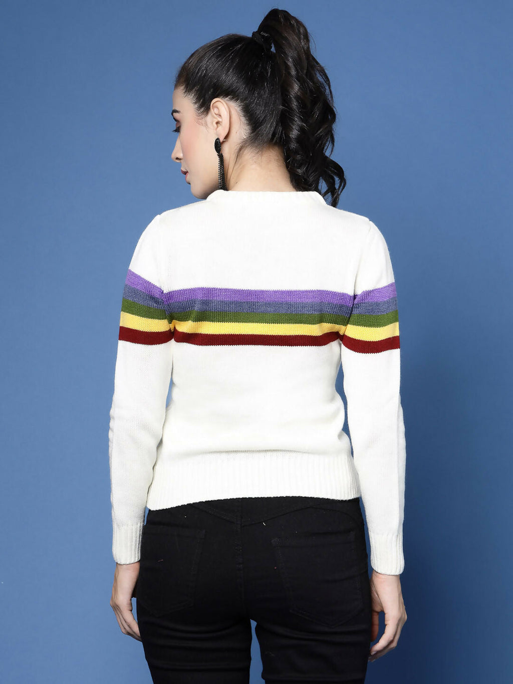 Women Winter White Acrylic Sweater - Wool Trees