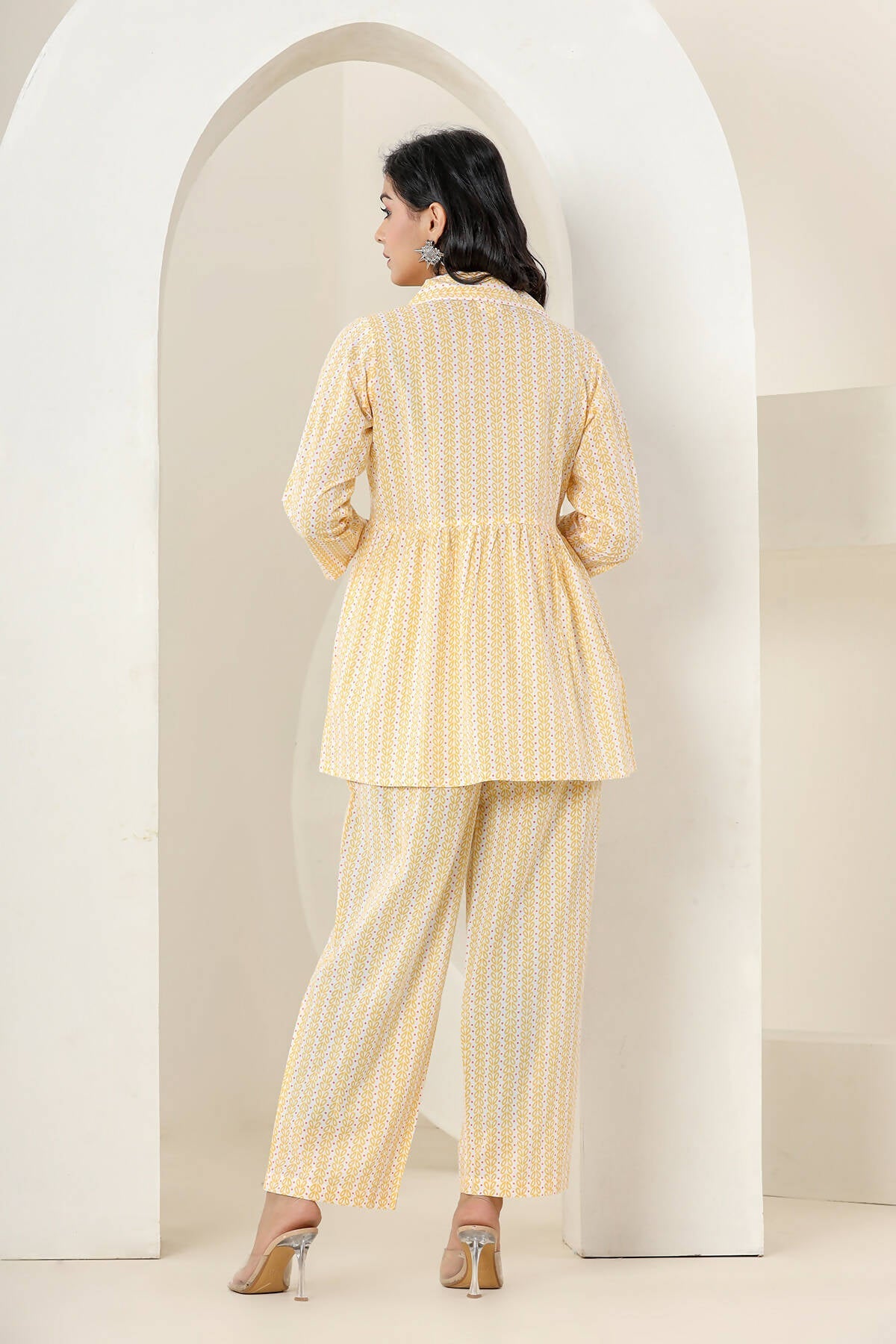 Kaajh Women's Yellow Printed Cotton Co-ord Set