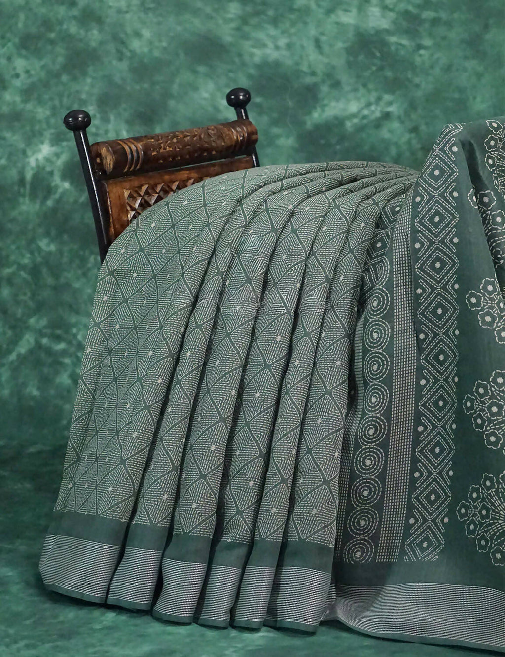 Mauve Green Colour Diamond Printed Semi Chanderi Saree By Gayathri Reddy Designer Studio