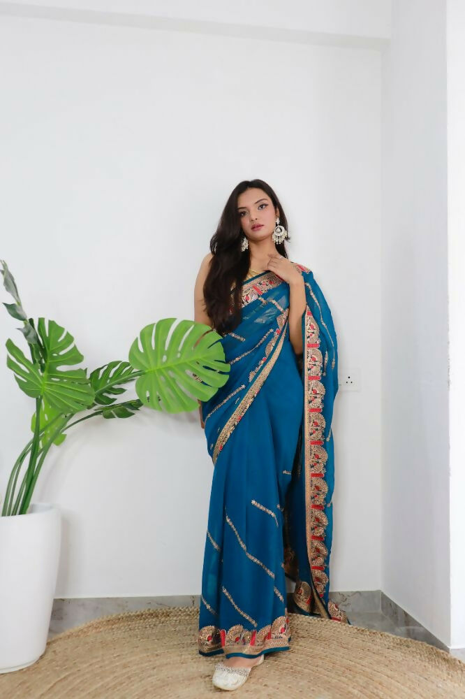 Vamsee Aaradhna Blue Georgette Saree