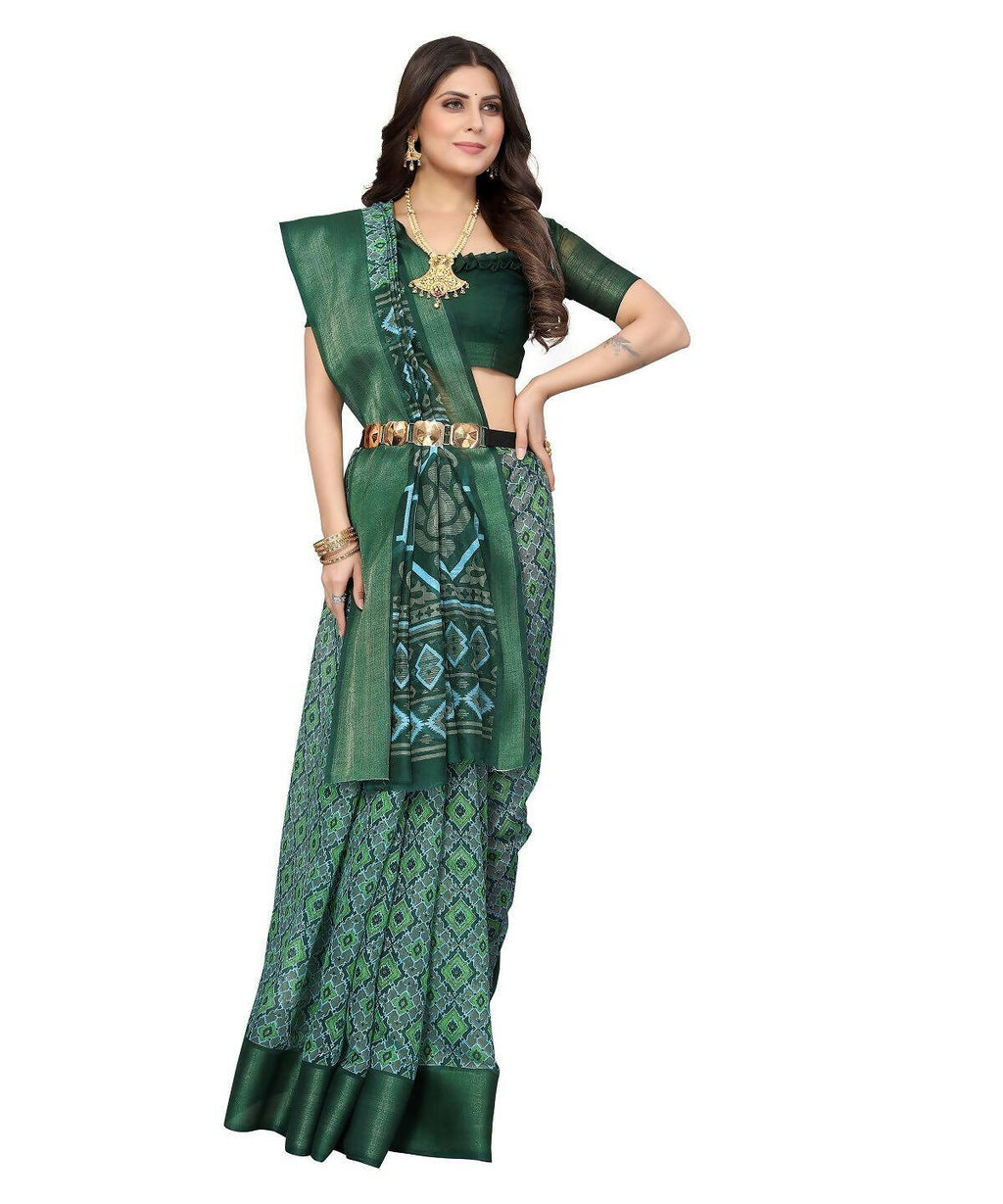 Vamika Cotton Green Jari Border Bollywood Style Saree (VASU GREEN)