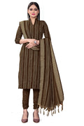 Brown Cotton Jacquard Woven Unstitched Dress Material - Tanvi