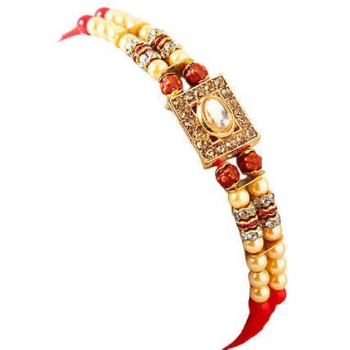 Special Kundan Rakhi and Dairy Milk Silk Chocolates Combo