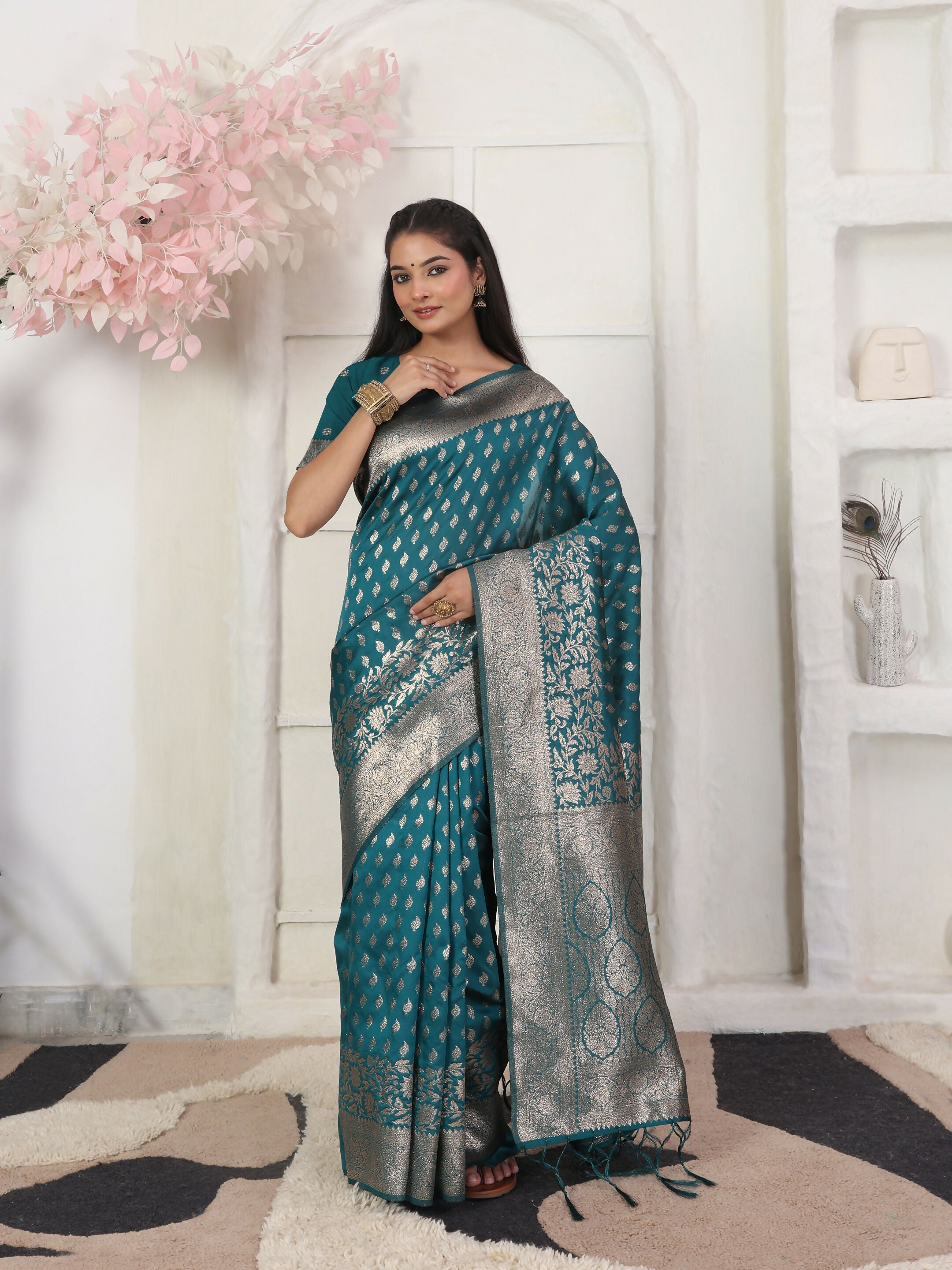 Shree Shyam Fashion Lichi Silk Rama Saree