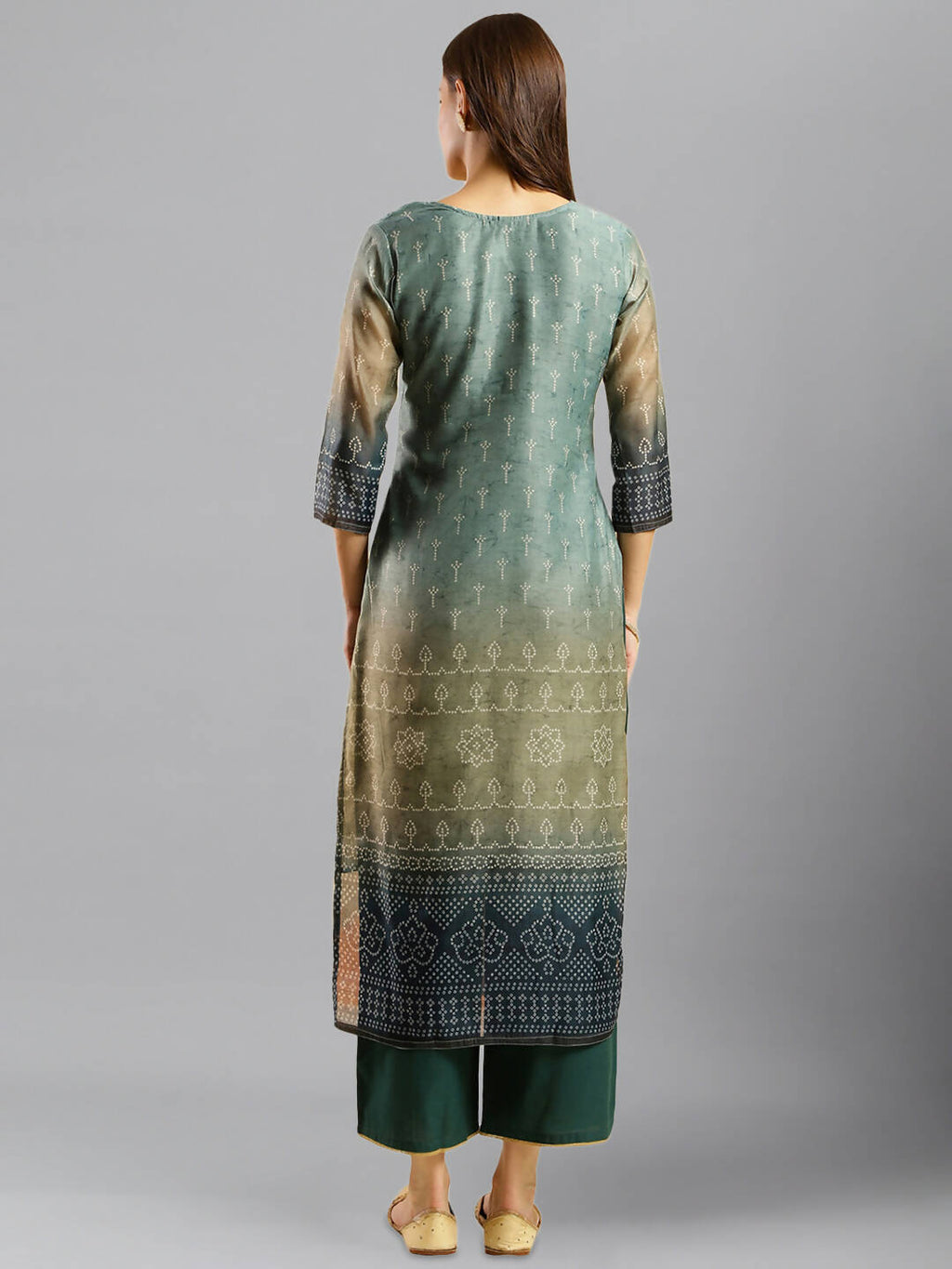 Blue Chinon Digital Printed With Hand Work Kurta - Himanshi