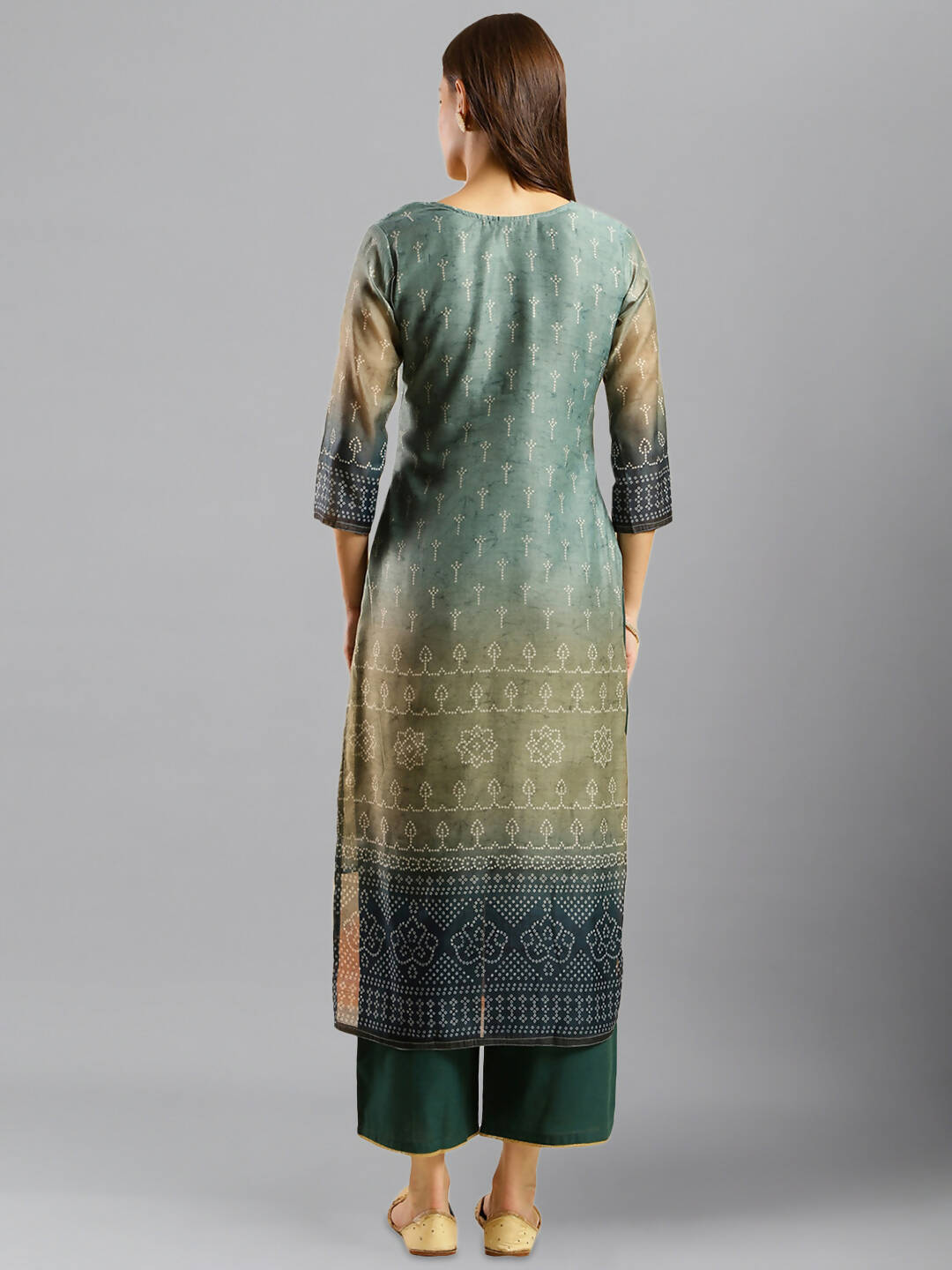 Blue Chinon Digital Printed With Hand Work Kurta - Himanshi