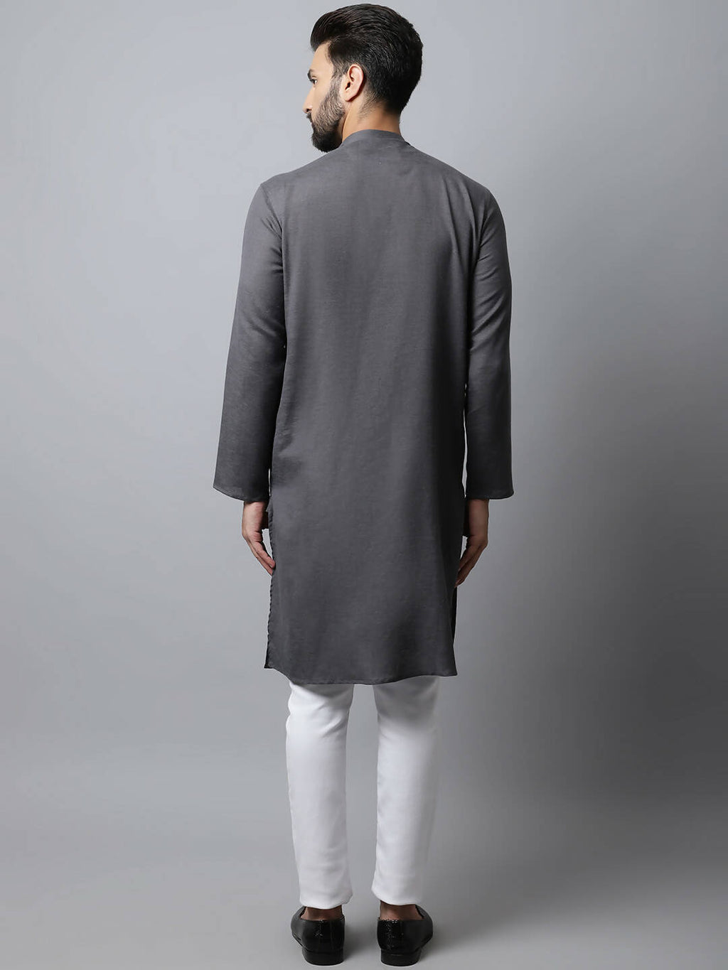 Even Apparels Grey Color Pure Cotton Men's Kurta With Side Placket (SLD1202)