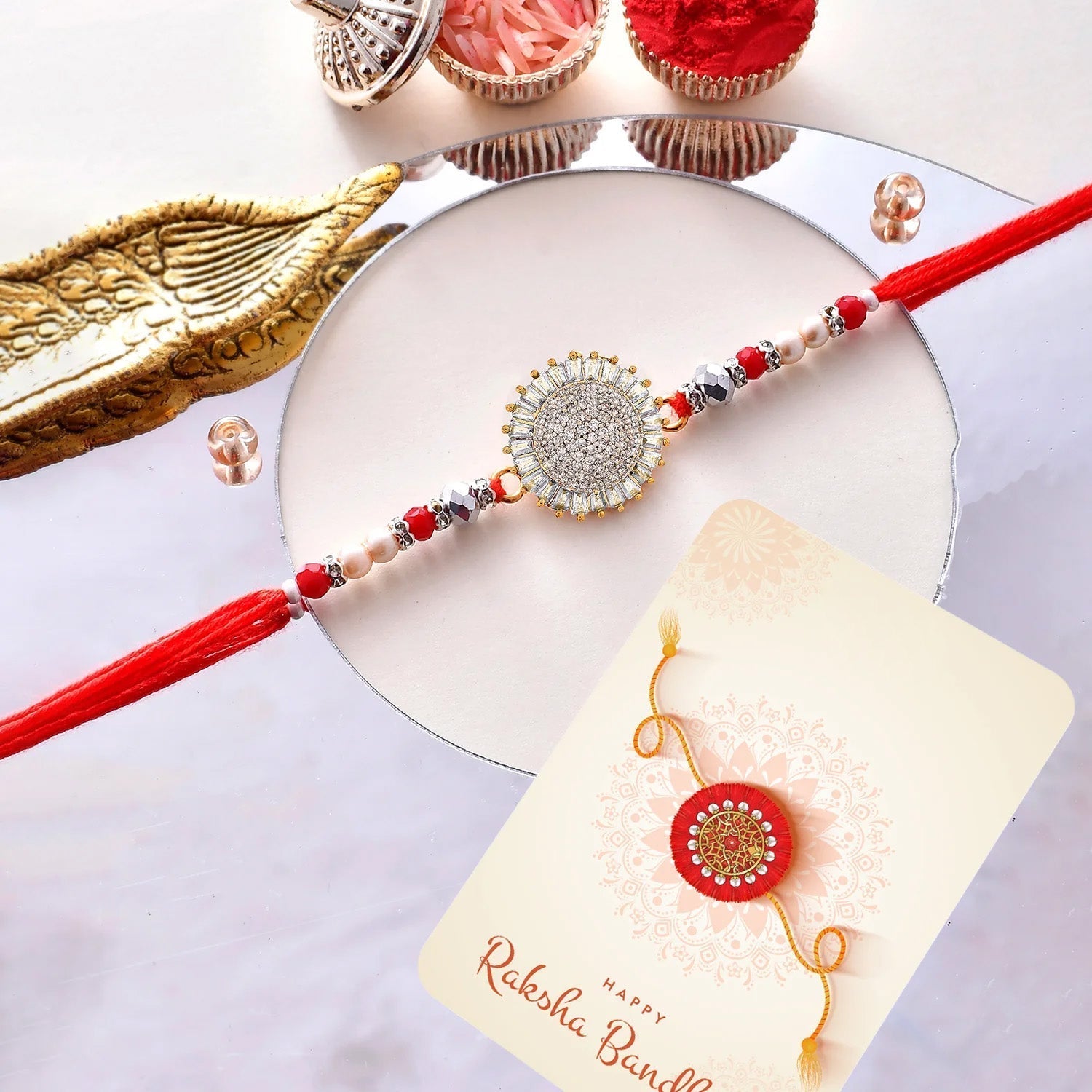 trueBrowns X Voylla Men's American Diamond Thread Rakhi For Brother
