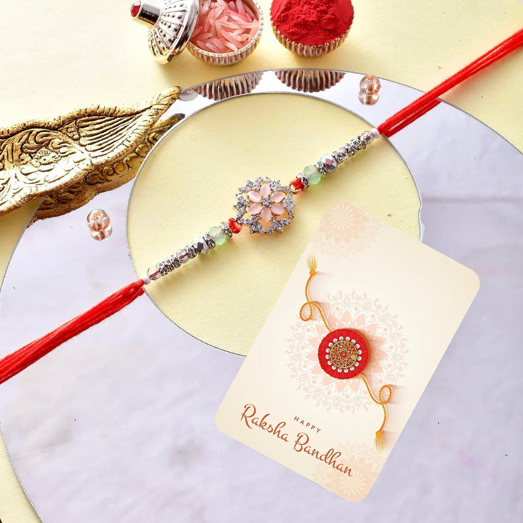 trueBrowns X Voylla Men's American Diamond Red Thread Rakhi For Brother