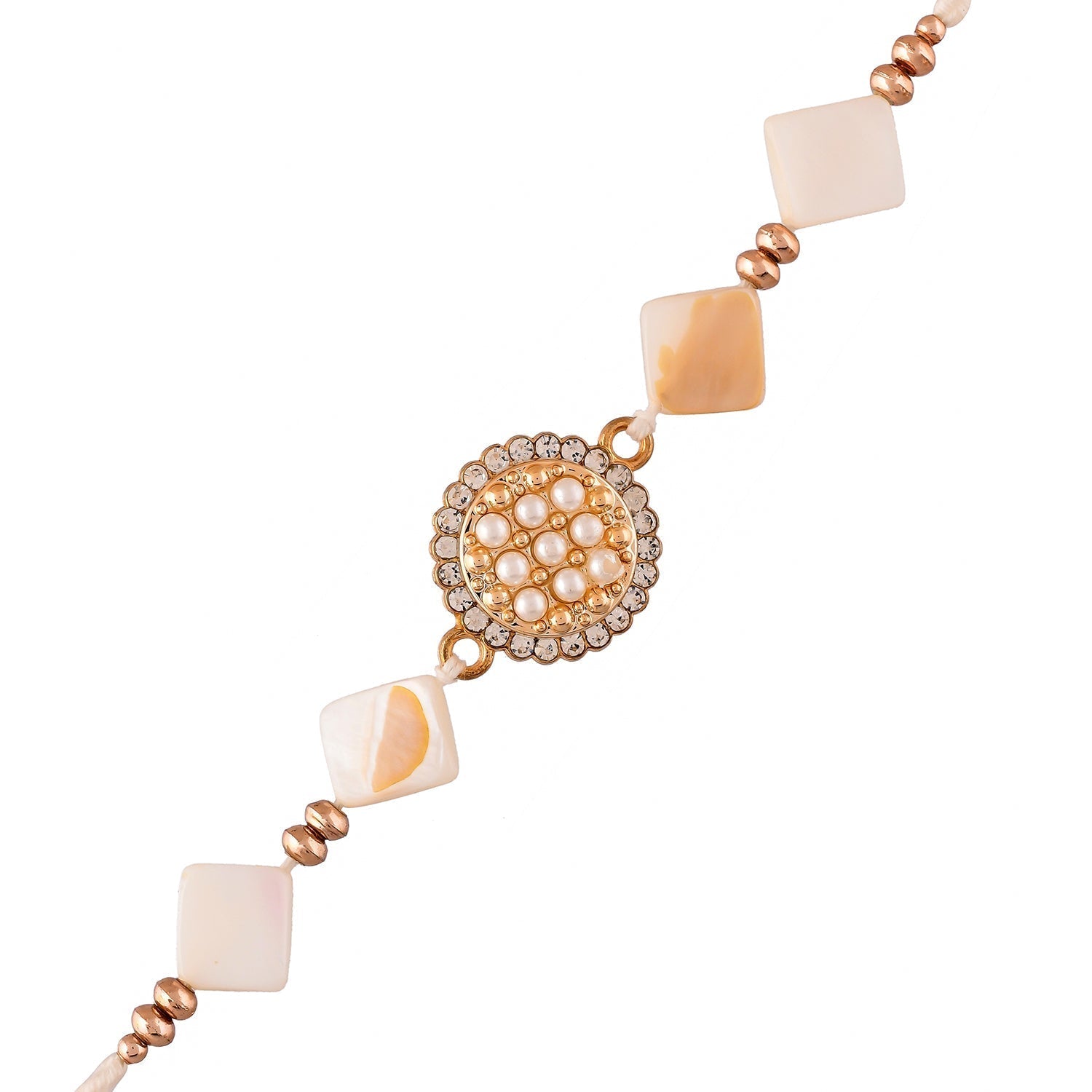 trueBrowns X Voylla White Pearls And Shell Men's Rakhi For Brother