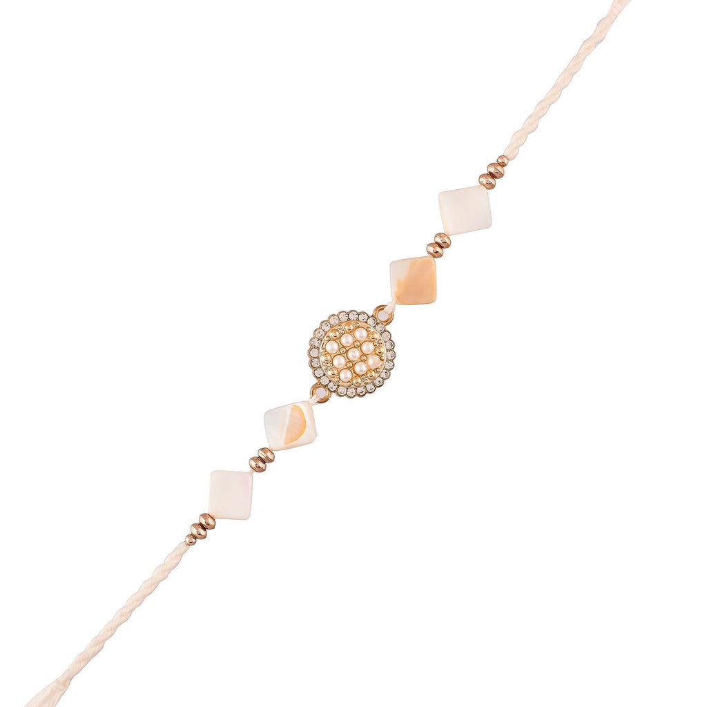 trueBrowns X Voylla White Pearls And Shell Men's Rakhi For Brother